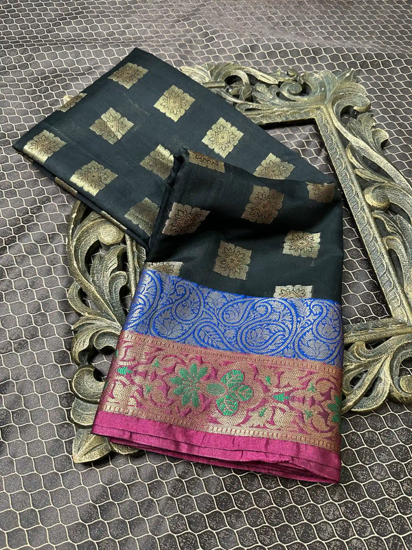 Beautiful Soft Cotton Zari Buta Banarasi Saree