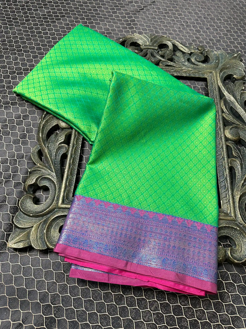 Beautiful Soft Cotton Zari Buta Banarasi Saree