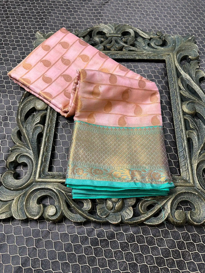 Beautiful Soft Cotton Zari Buta Banarasi Saree