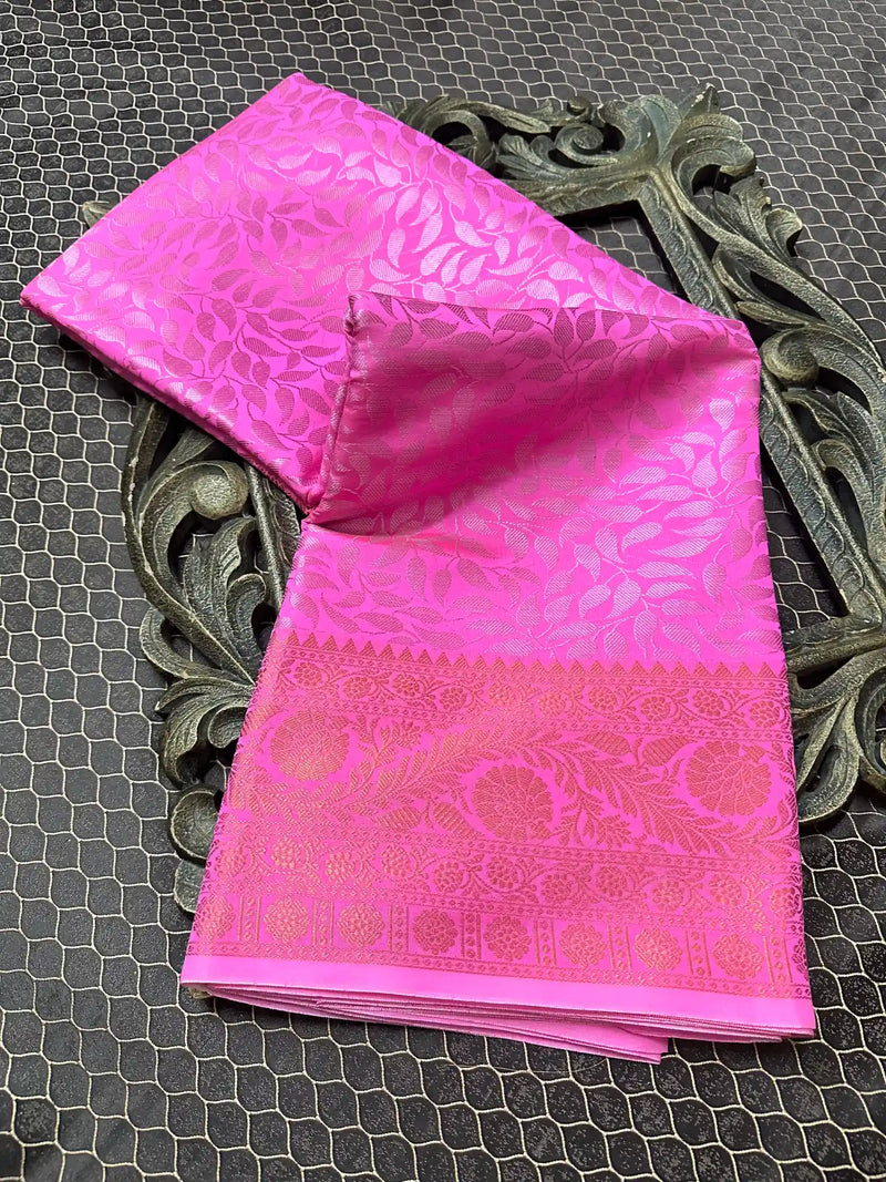 Beautiful Soft Cotton Zari Buta Banarasi Saree