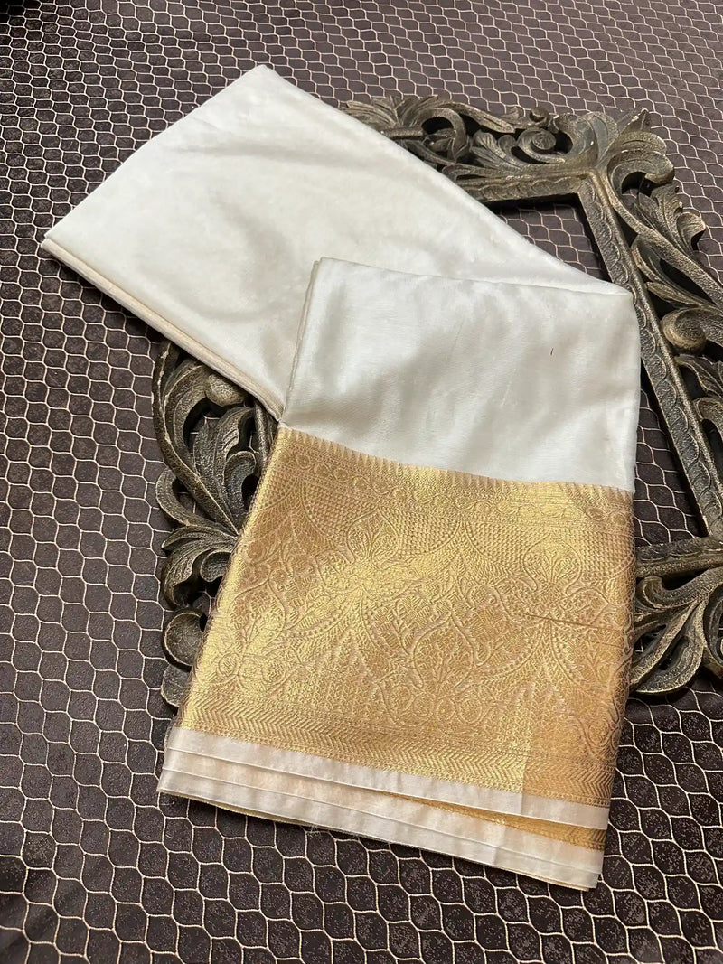 Beautiful Soft Cotton Zari Buta Banarasi Saree