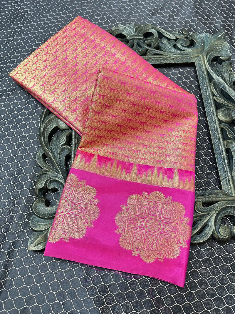 Beautiful Soft Cotton Zari Buta Banarasi Saree