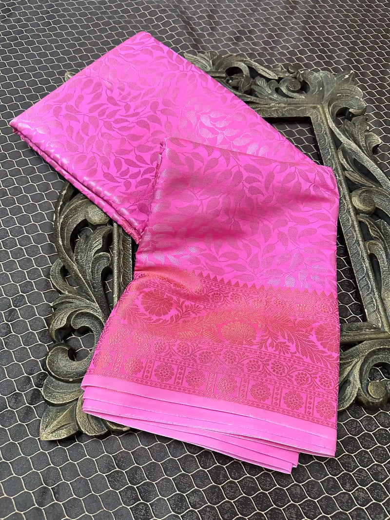 Beautiful Soft Cotton Zari Buta Banarasi Saree