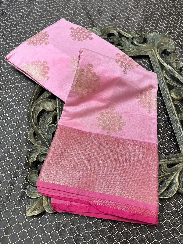 Beautiful Soft Cotton Zari Buta Banarasi Saree