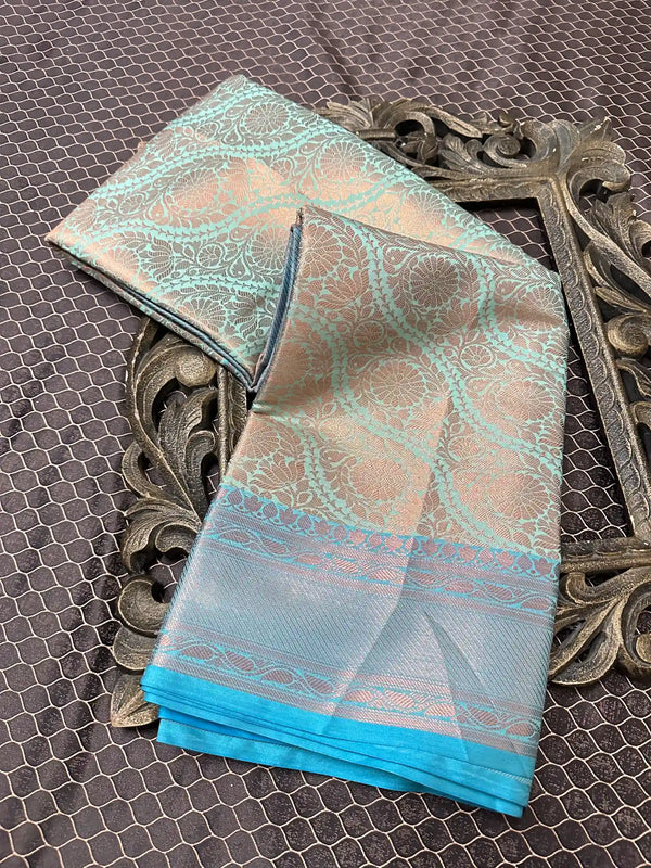 Beautiful Soft Cotton Zari Buta Banarasi Saree