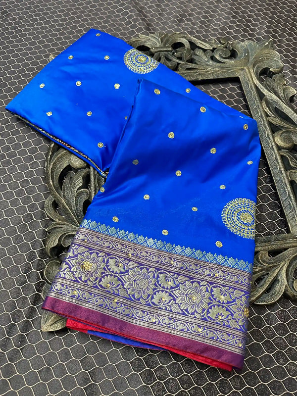 Beautiful Soft Cotton Zari Buta Banarasi Saree