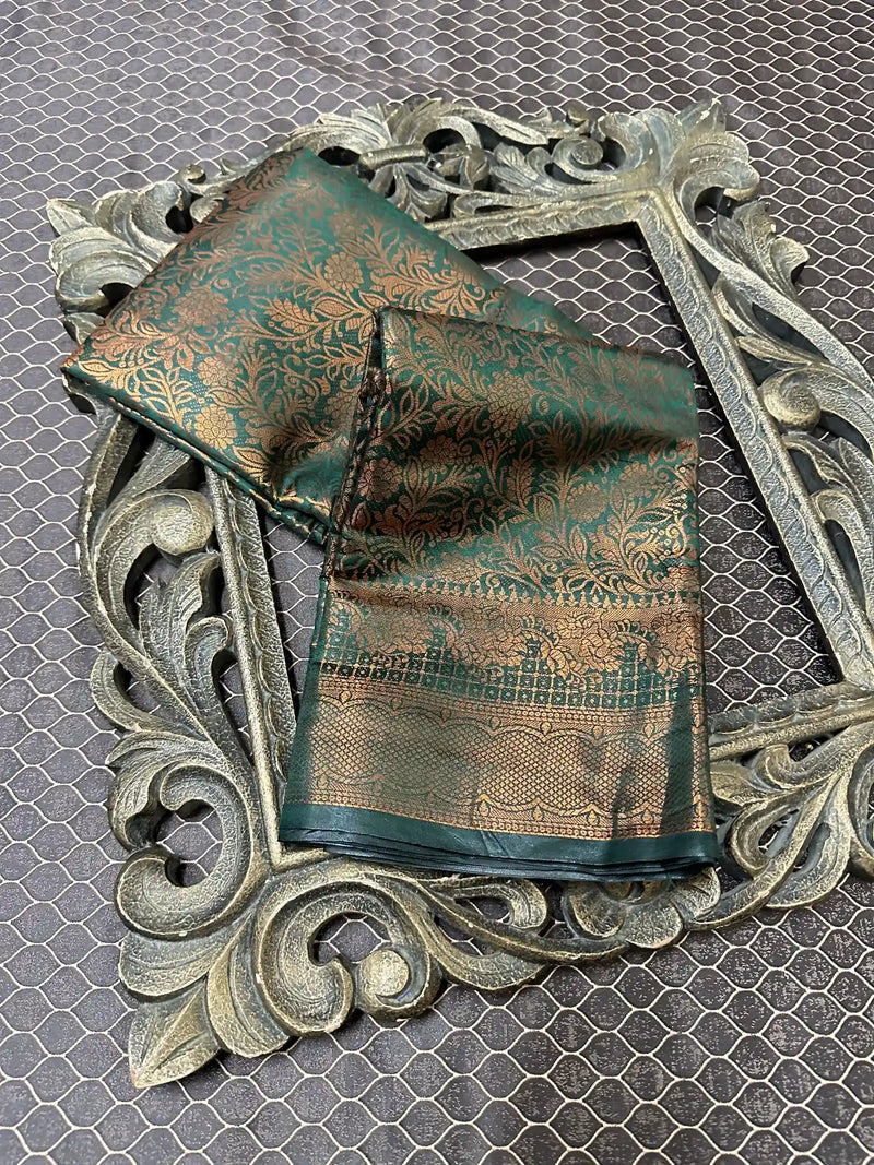 Beautiful Soft Cotton Zari Buta Banarasi Saree