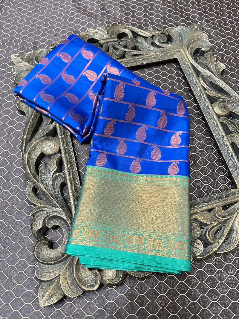 Beautiful Soft Cotton Zari Buta Banarasi Saree