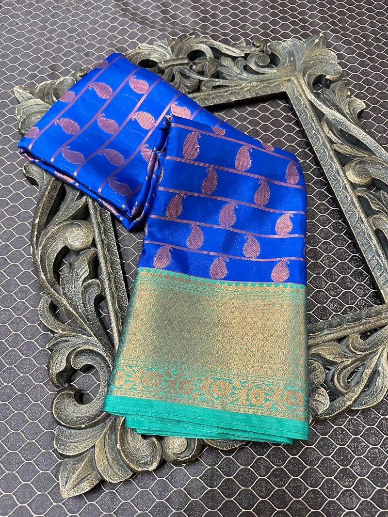 Beautiful Soft Cotton Zari Buta Banarasi Saree