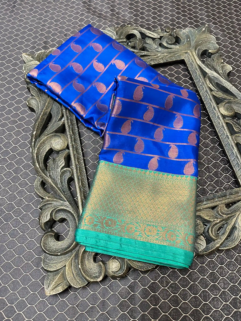 Beautiful Soft Cotton Zari Buta Banarasi Saree