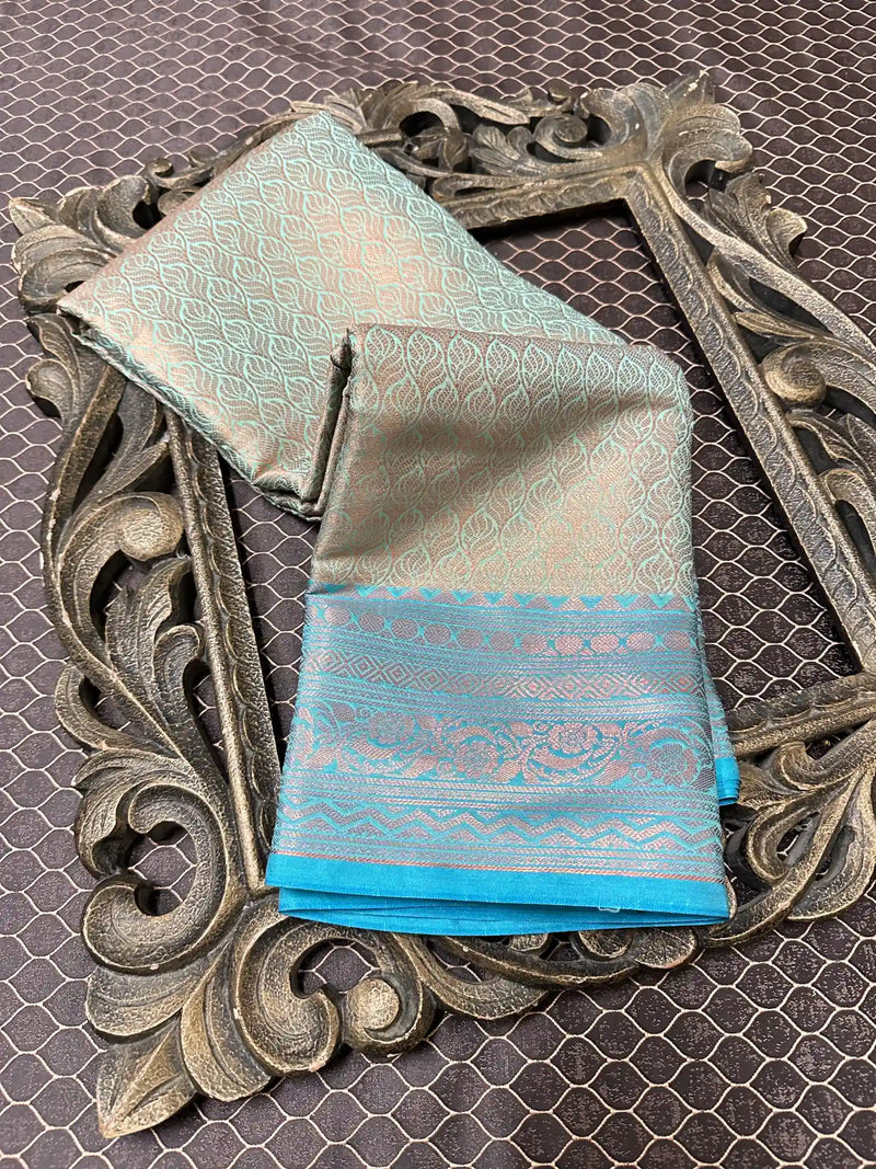 Beautiful Soft Cotton Zari Buta Banarasi Saree