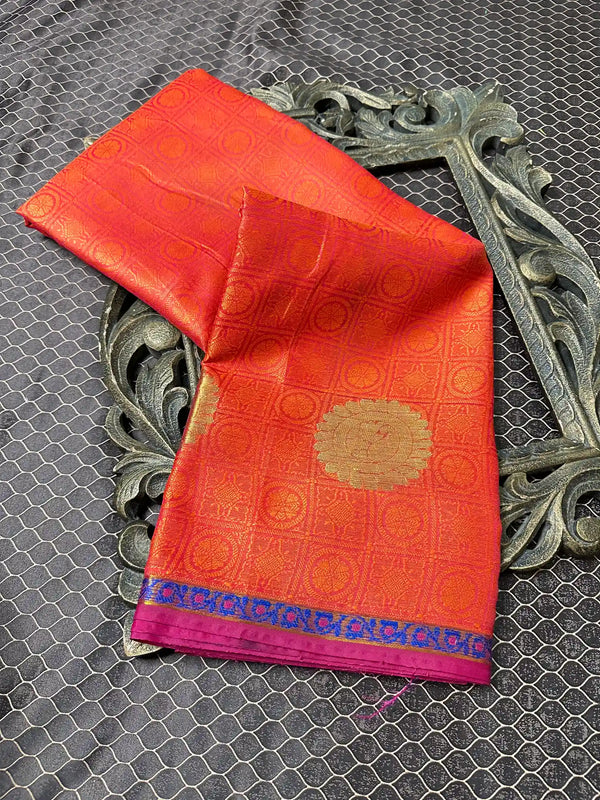 Beautiful Soft Cotton Zari Buta Banarasi Saree