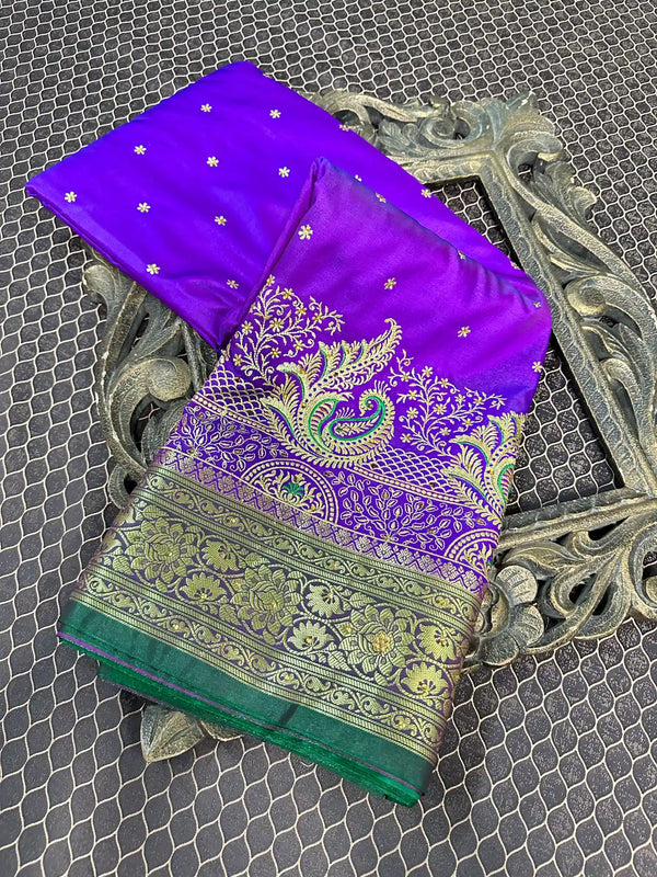 Beautiful Soft Cotton Zari Buta Banarasi Saree