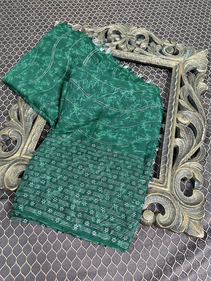 Beautiful Soft Cotton Zari Buta Banarasi Saree