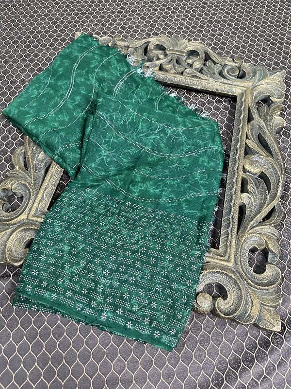 Beautiful Soft Cotton Zari Buta Banarasi Saree