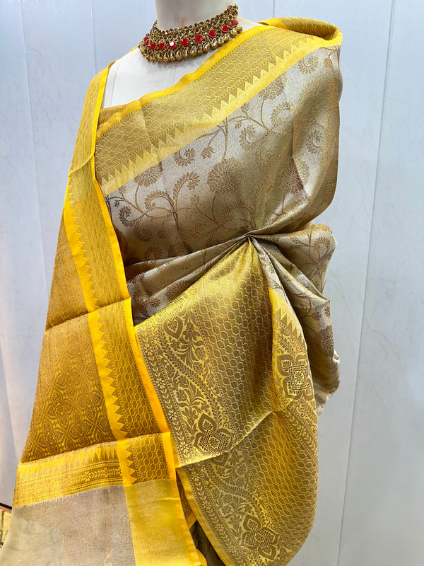 Ready To Wear Embossed Tissue Silk Saree