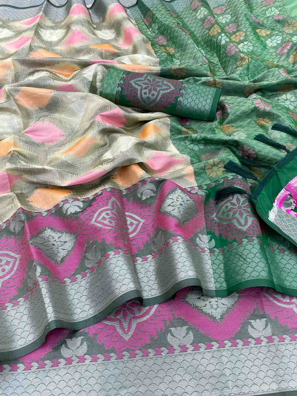 MultiColour Shade Tisue Silk Saree