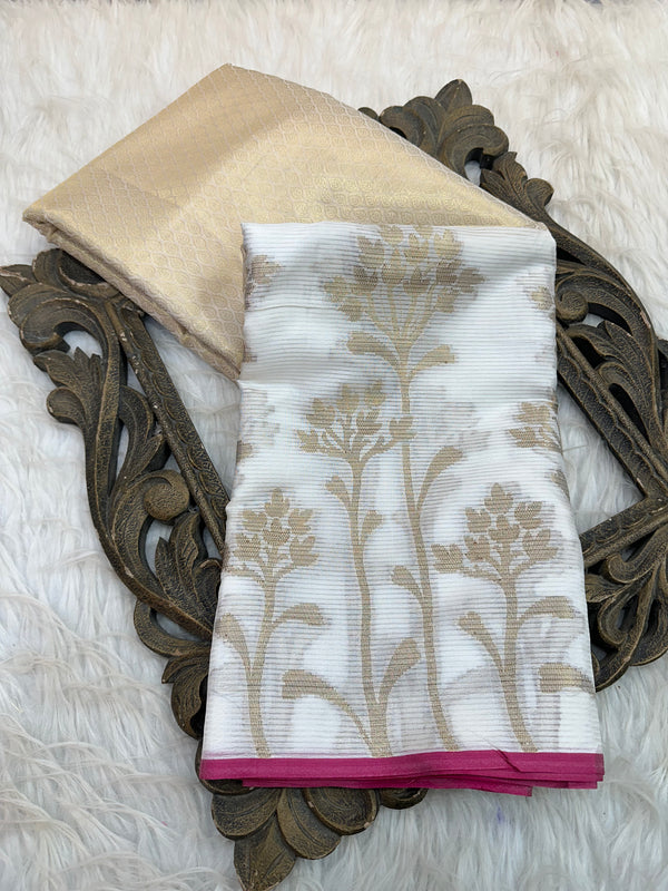 White Tissue Silk Saree