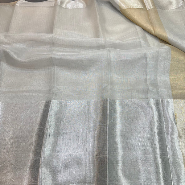 Silver Zari Kota Tissue Silk Saree