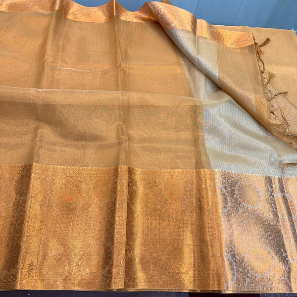 Copper Zari Kota Tissue Silk Banarasi Saree