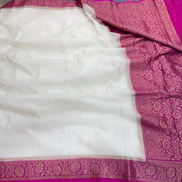 Cream Colour Mysore Crepe Silk Saree