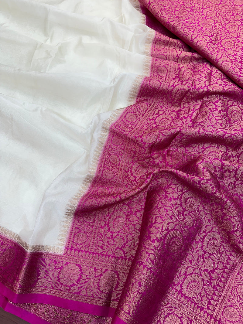 Cream Colour Mysore Crepe Silk Saree