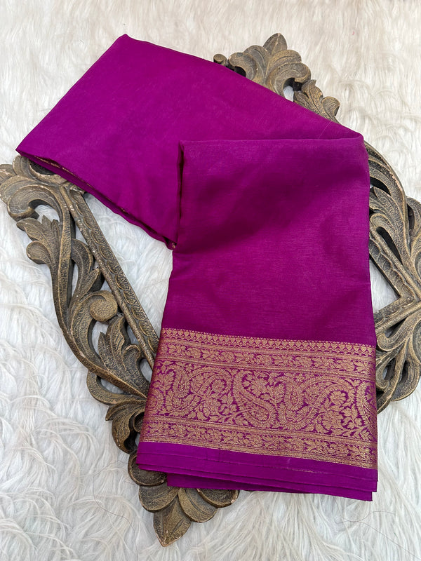 Magenta Colour Mysore Crepe Silk Saree