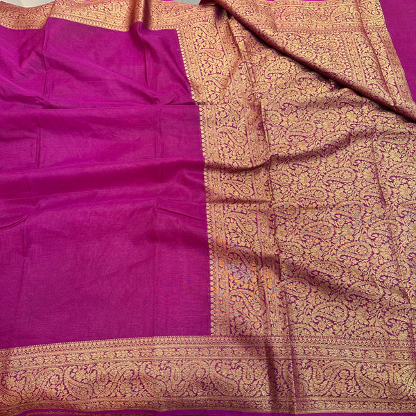 Magenta Colour Mysore Crepe Silk Saree