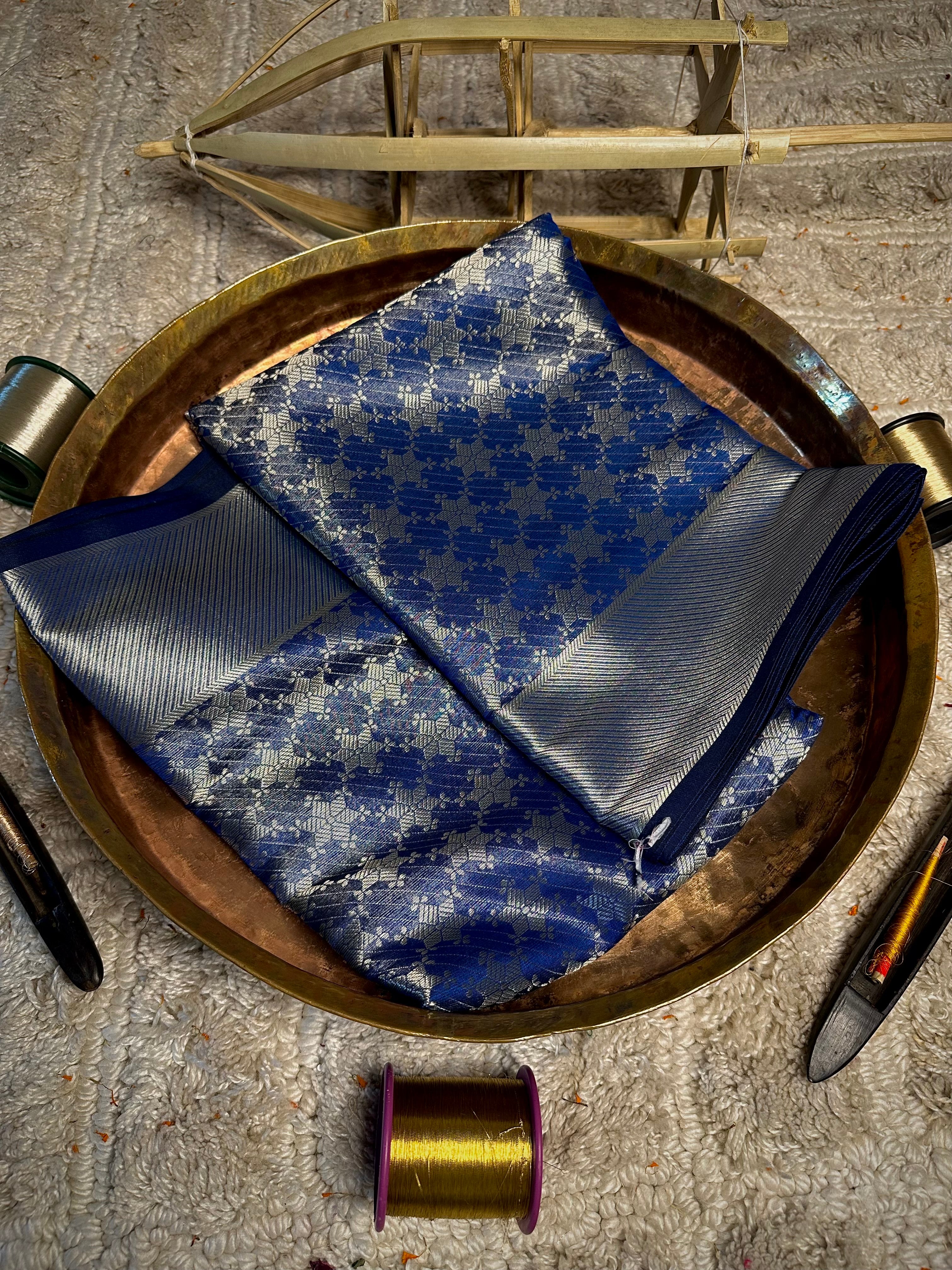 Royal blue brocade Softsilk saree
