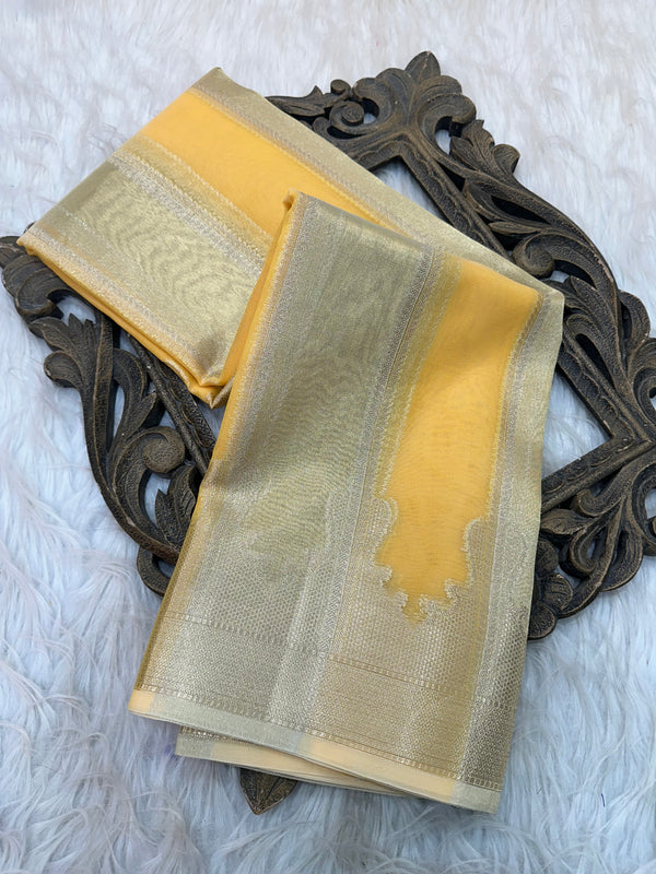 Kiara Advani Ma'am Inspired Yellow Tissue Saree