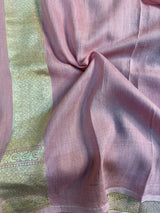 Sea Green Pink Contrast Munga Silk Banarasi Saree