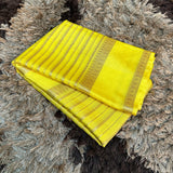 Lemon Yellow Warm Silk Striped Banarasi Saree