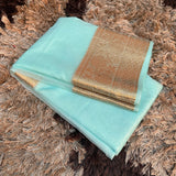 Sky Blue Organza Silk Traditional Banarasi Saree