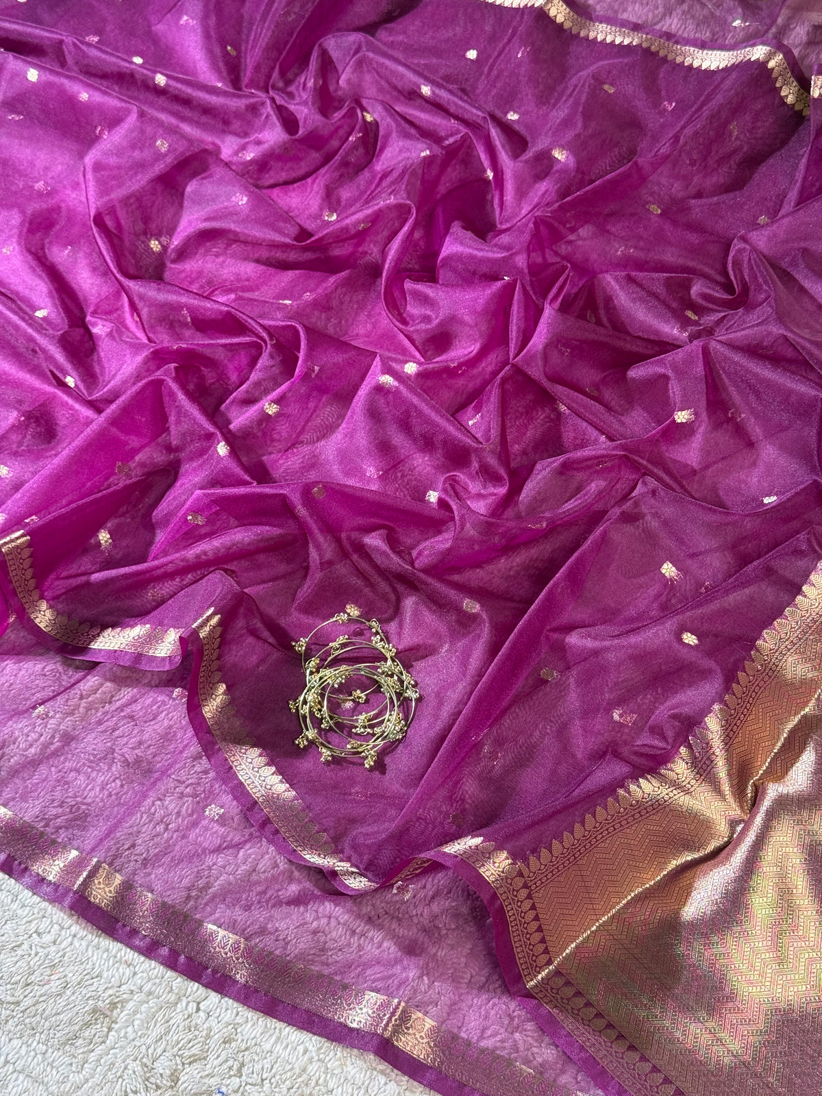 Royal Wine Zari Butti Silk Saree With Elegant Border