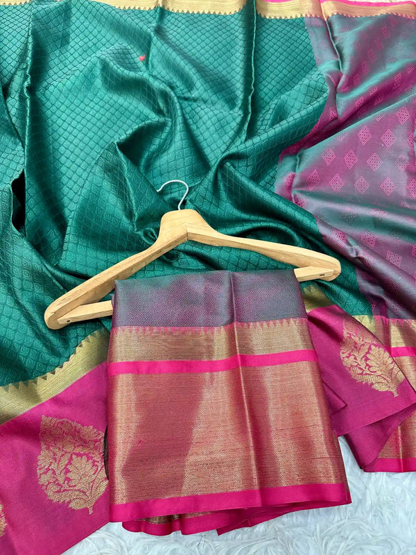 Bottle Green Kanchi Kora Silk Saree