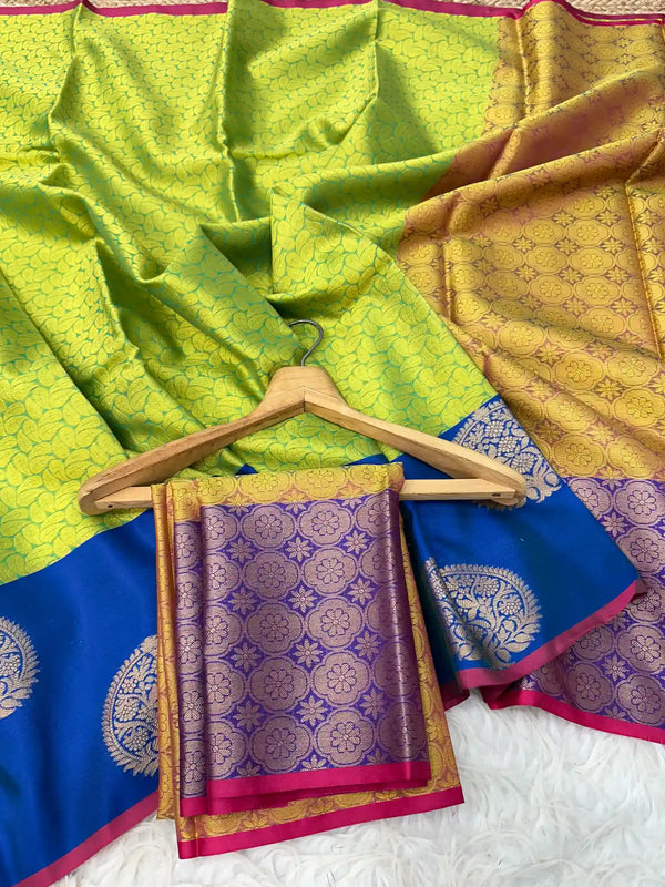 Light Green Colour Shade Kanchi Kora Silk Saree