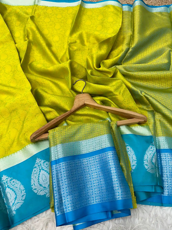 Sun Yellow Kanchi Kora Silk Saree