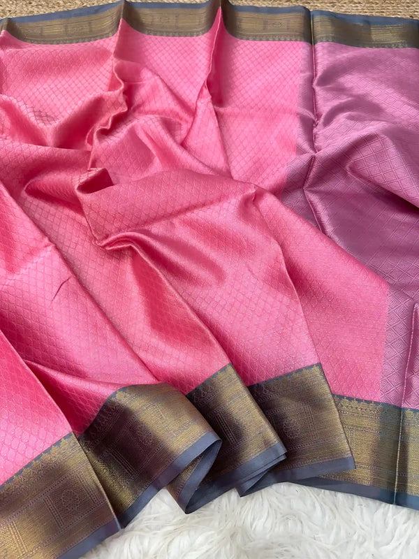 Light Pink Colour Kanchi Kora Silk Saree