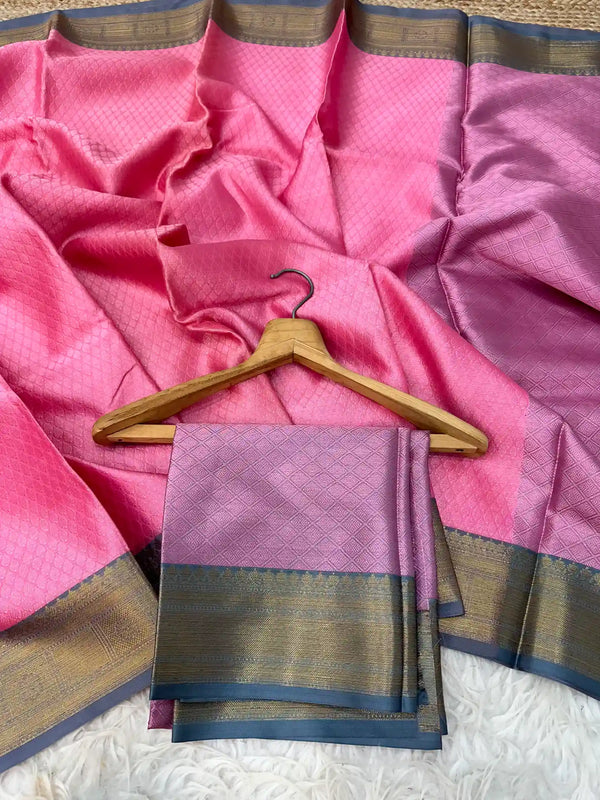 Light Pink Colour Kanchi Kora Silk Saree