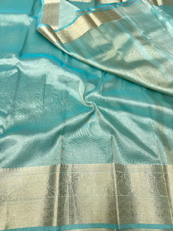 Jahnvi Kapoor Inspired Sea Green Colour Tissue Silk Saree