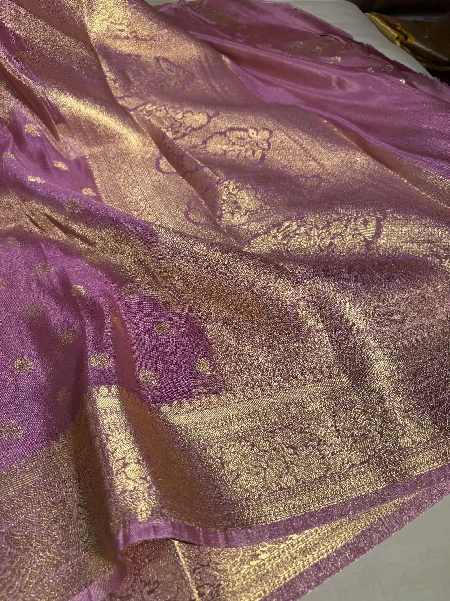 Pink Lightweight Katan Tissue Silk Saree with Rich Pallu and Blouse