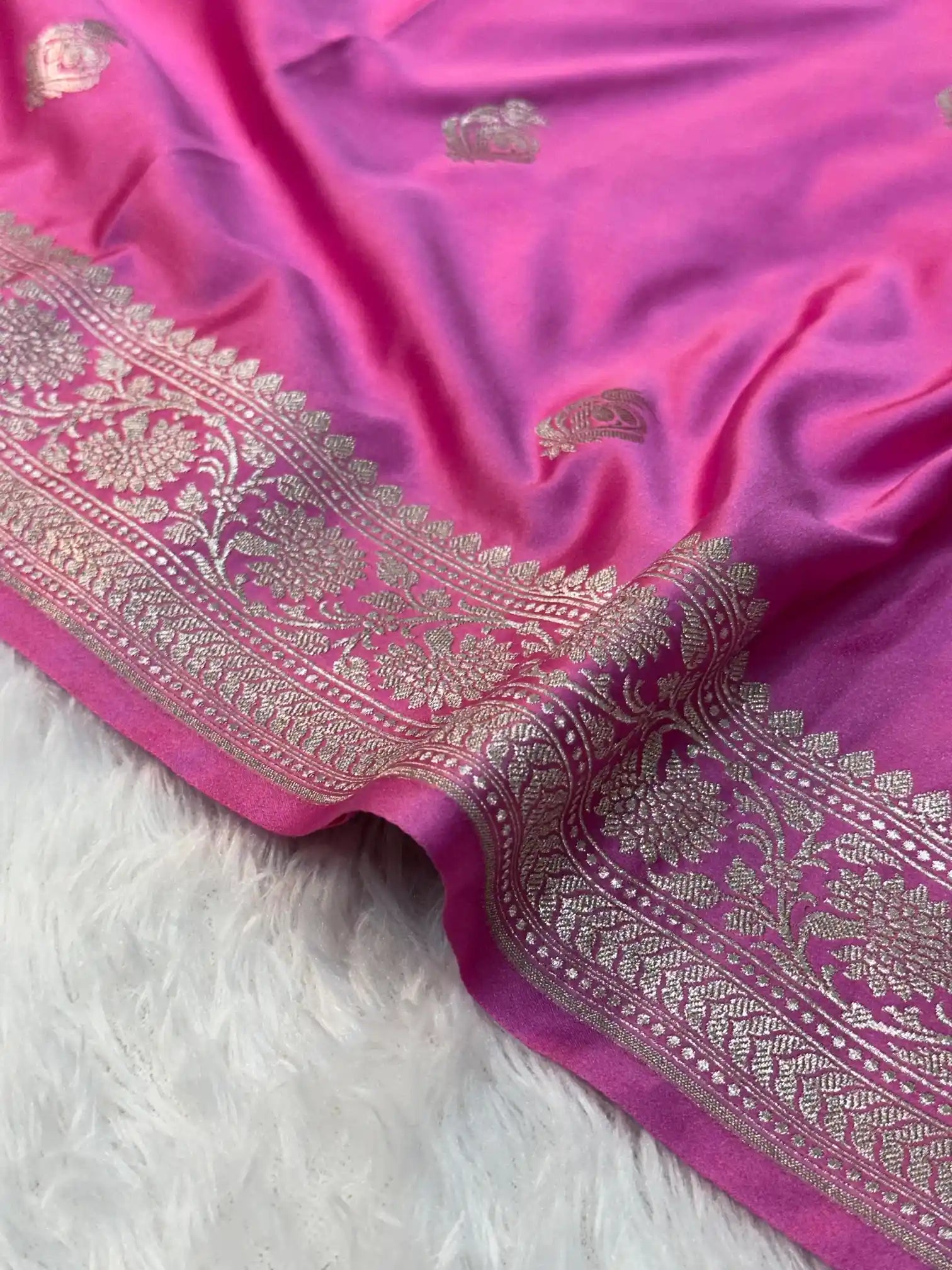 Pink Mashru Katan Silk Banarasi Saree 