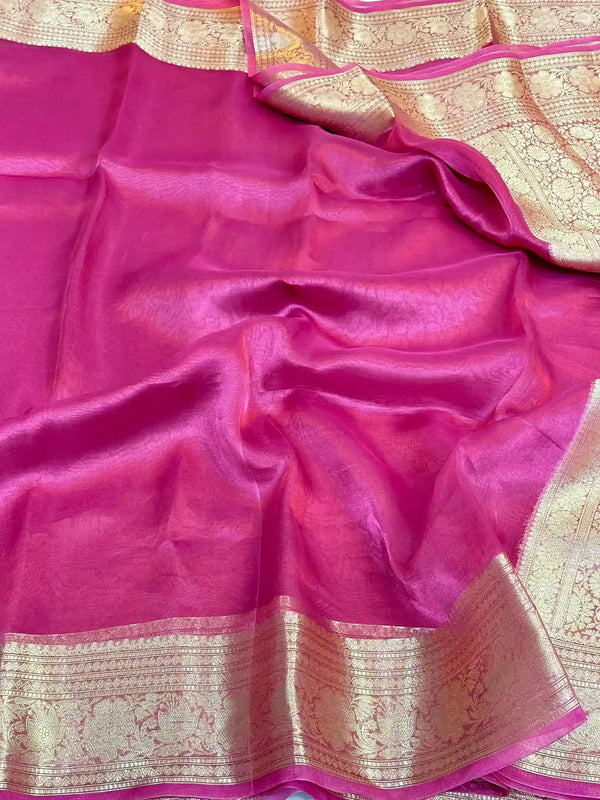 Pink Pure Tissue Silk Banarasi Saree