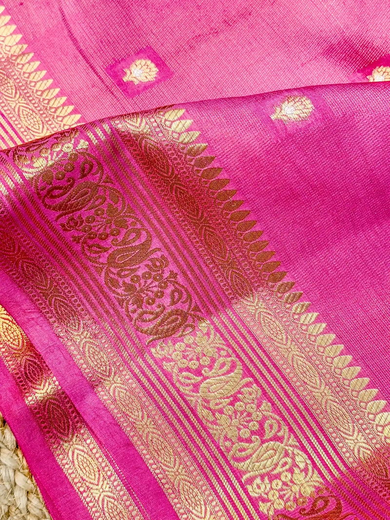 Pink Raw Mango Banarasi Saree with Zari Touch 