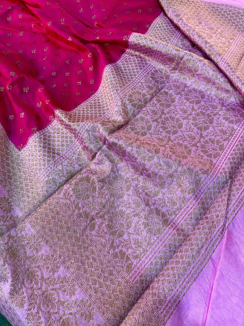 Pink Semi Dupion Silk Banarasi Saree