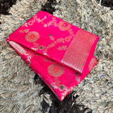 Pink Semi Georgette Silk Alfi Meena Khaddi Banarasi Saree