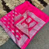 Pink Semi Katan Silk Zari Banarasi Saree