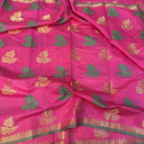 Pink Soft Cotton Silk Zari Banarasi Saree