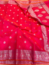 Pink Soft Silk Khaddi Buti Banarasi Saree