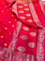 Pink Soft Silk Khaddi Buti Banarasi Saree